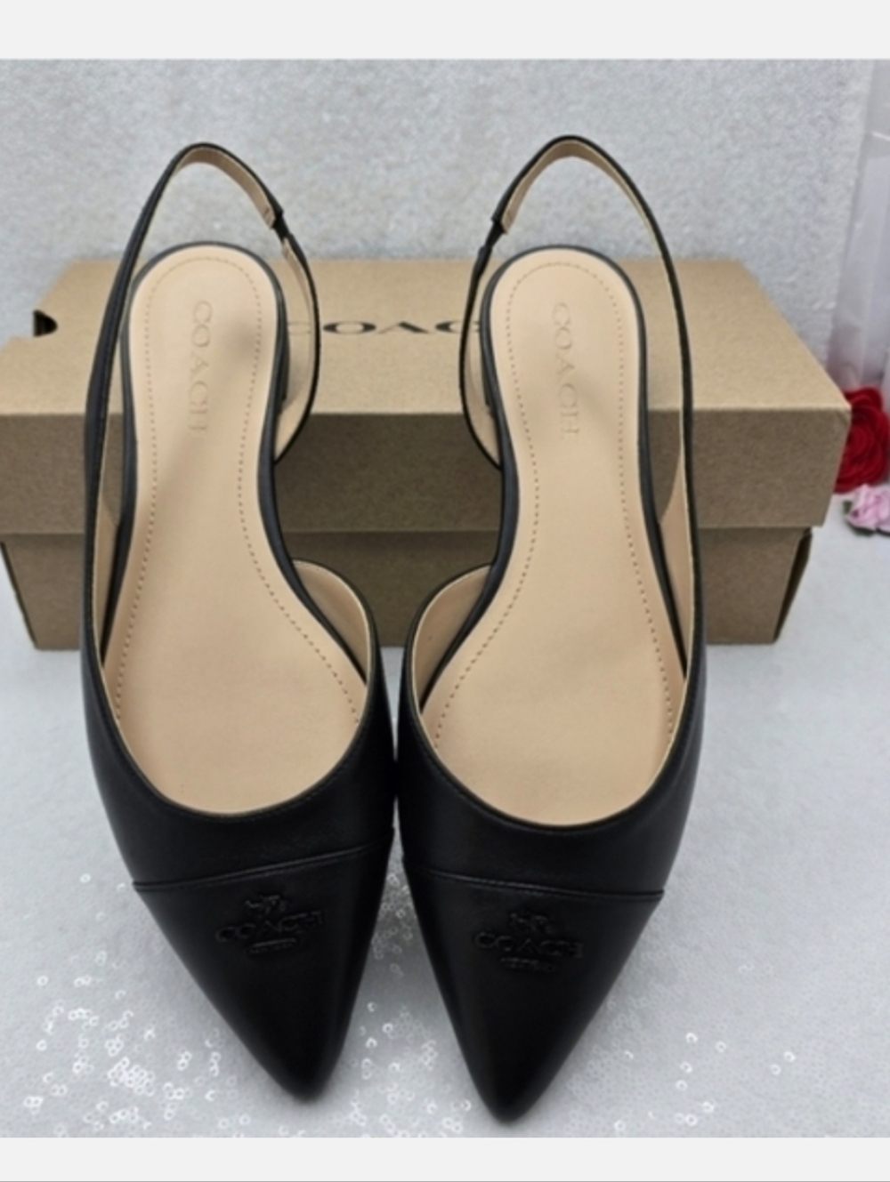 Coach Valerie Classic Slingback Black Leather Slip On Flats Women's 9.5 - Picture 8 of 11